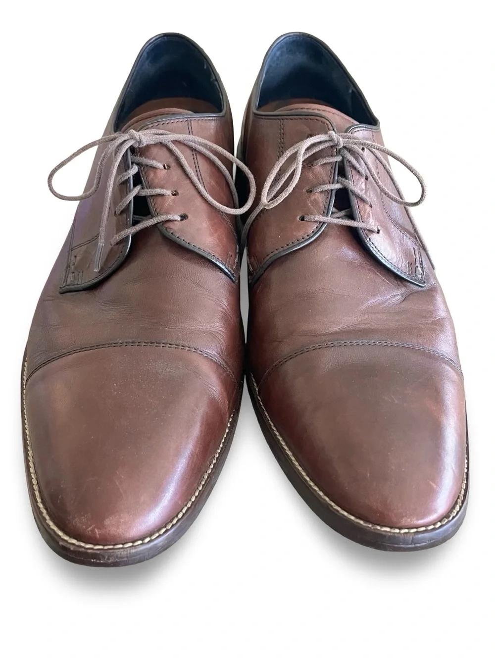 Cole Hagan Men's Brown Leather Cap-Toe Derby Shoes Sz 13